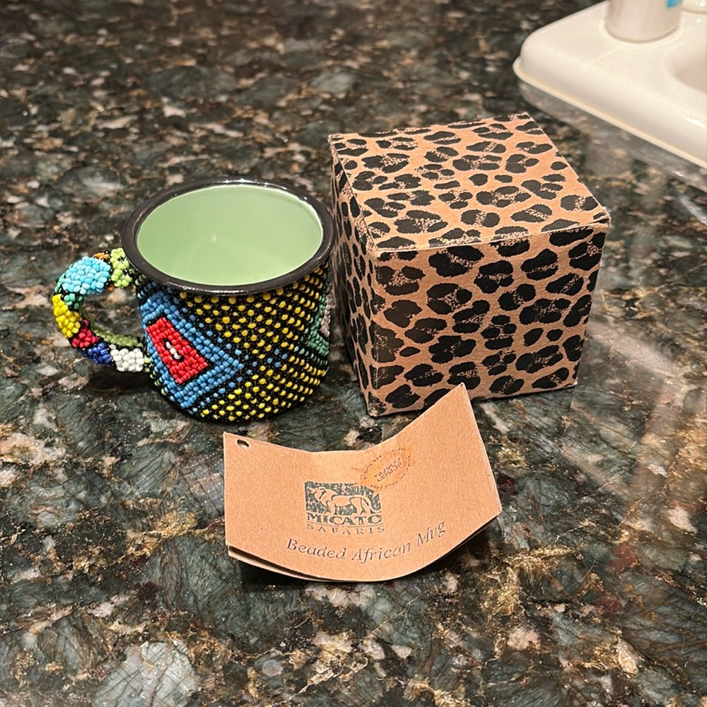 Handcrafted African beaded mug